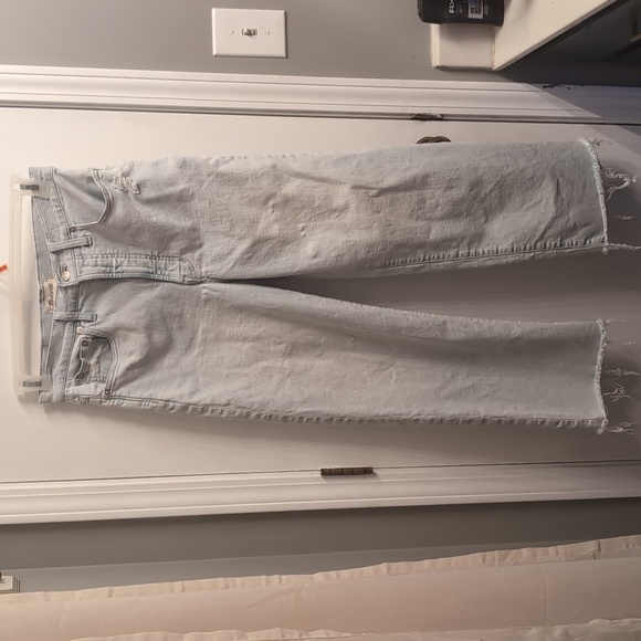 Madewell The Perfect Vintage Wide Leg Crop Jean Size 27 Light Wash Raw Hem - Picture 2 of 8